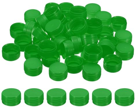 PATIKIL 1.2inch Plastic Bottle Caps for Crafts, 50Pcs Reusable Protection Bottle Screw Lids for Empty Container DIY Scrapbook Decorations, Dark Green