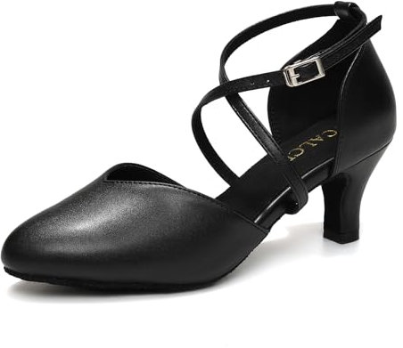 YCALCP Scarpe da Ballo Latino Americano Donna Punta Chiusa Professionale Carattere Moderno Salsa Tango Valzer Scarpe Ballo de Sala,DSL666-Nero-6cm-S,EU 37