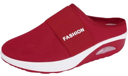 Zapatos para caminar con cámara de aire para mujer, sandalias ortopédicas para caminar para mujer, zapatos casuales de malla de color sólido, zapatos de malla transpirable, zapatillas de deporte de