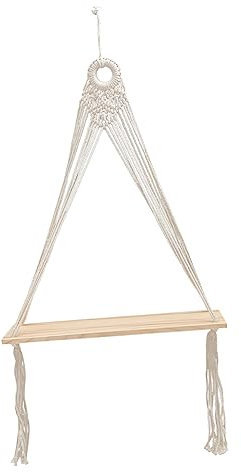 PRETYZOOM Boho Wandregal aus Baumwollseil und Holz Schwebendes Hängeregal für Schlafzimmer und Zuhause zur Deko und Aufbewahrung