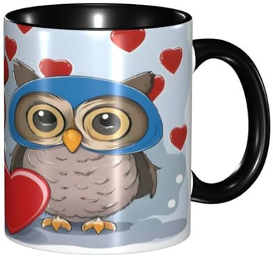 Xdcywbzdbc Teeservice mit niedlichem Eulen-Design, Kaffeetassen, modisches Wohnaccessoire, niedliche Geschenke für Damen und Herren, Freundinnen, große Heißgetränke, klassische Tassen, geheime