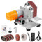 TICFOX Mini ponceuse à bande, ponceuse électrique, avec 30 bandes abrasives de 30 x 330 mm, 7 niveaux réglables, grain 120/320/600/800/1000, multifonction 3 en 1