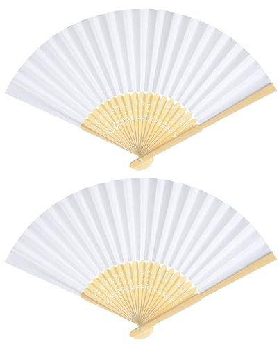 Lusofie 4 Pack White Wedding Fans Paper Hand Fans Folding for Guests, DIY, Weddings, Dancing, Parties and Decorations