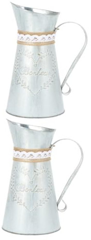 IMIKEYA Vase en Métal Galvanisé Vintage Shabby Chic pour Fleurs Séchées - Cruche Décorative Rustique Et Élégante - Idéale pour Centre De Table Et Décoration De Maison Ou Bureau