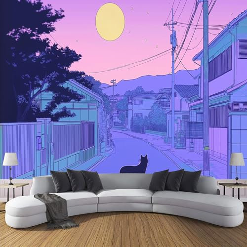 DLERFLOVR 90S Street Photo Wallpaper Anime Style Wall Mural Silk Wall Décor Art Poster Picture Design for Living Room Bedroom Dorm Décor 200x140cm