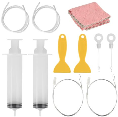 12 Pcs Fridge Drain Hole Cleaning Tools, Refrigerator Drain Hole Cleaning Tool Kit, Fridge Cleaner Syringe and Tube Brush for Kitchen Water Pipe Dredger Blockage DredgingDrain Unblocker Tools Kit