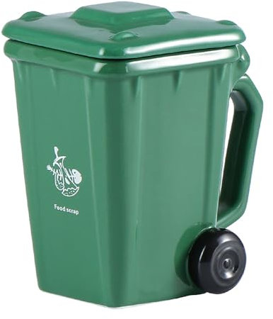 Trash Can Bin Cup Ceramic Mug,Rubbish Bin Mug,Recycle Bin Mug,Dustbin Mug,Five colours 400ML Shovel-shaped spoon gift (green)