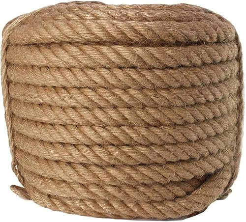 Corde De Jute Tural, Corde De Chanvre, Tresse Solide, Corde De Manille, Corde Torsadée Multifutiol, pour Utilitaire/aménagement Paysager/Garde-Corps/hamac/décoration Intérieure, 50m, 24mm