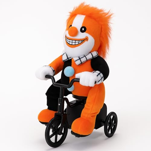 MIJOMA Halloween Figur auf Dreirad mit Bewegung & Sound, Deko-Figur 33 cm batteriebetrieben, bewegliche Plüschfigur mit Licht, Gruselige Halloween-Dekoration (Clown)