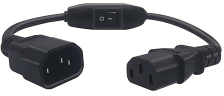 ZIDDAR 30,5 cm (12 Zoll) Standard-Computer-Netzadapterkabel IEC320 C13 auf C14 Verlängerung mit Schaltern, USV, PDU-Kabel, Verlängerungskabel
