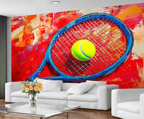 YXQAIED Tennis Wallpaper - Graffiti Tennis Ball Bedroom Wall Paper Mural, Sports Poster Photo Wallpaper for Dining Room Kitchen Home Decor,300x210cm
