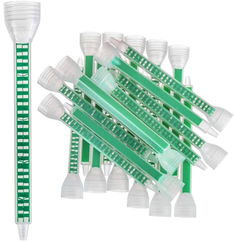 NATGAI 20 Pack 6.38 Inch Epoxy Mixing Nozzle, 24 Element Static Mixing Nozzle Tip for Adhesive Cartridges and Resin Mixer with 1:1/1:2 Ratio