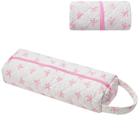 Dermalyx Quilted Haarwerkzeuge Reisetasche, Aufbewahrungstasche Für Dyson Airwrap, Haartrockner, Lockenstab, Revlon Haarstyling Werkzeuge, Tragbar & Faltbar, Pink Bow