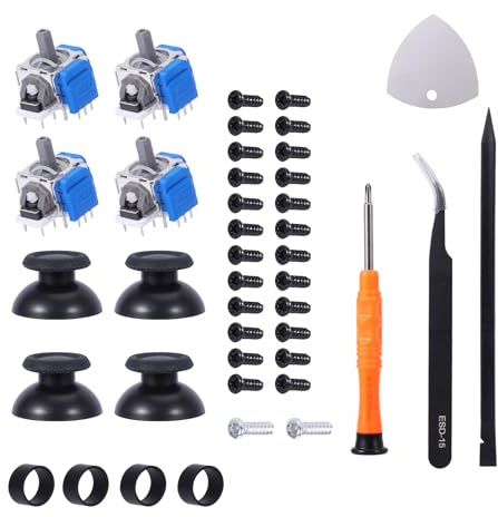 4 Pack TMR Joystick Electromagnético, Compatible con PlayStation 5 PS5, Accesorios para Mando, Repuesto Anti Drift Sticks con Thumbsticks de Repuesto y Kit de Reparación