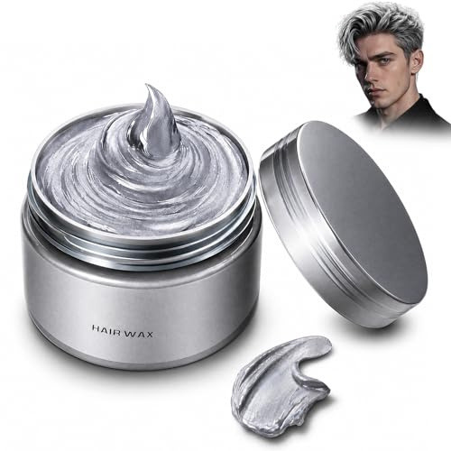 Cera Color Pelo,Cera Color Pelo Temporal Gris,Cera Colorante Gris para Cabello,Cera G-ris del Color del Pelo,FáCil De Aplicar Y Lavable,cera de Peinado para Fiestas,Cosplay,Halloween,Bailes,120