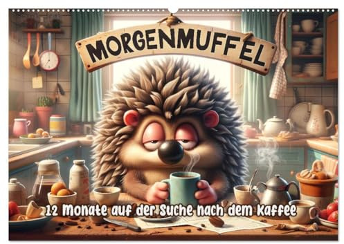 Morgenmuffel: 12 Monate auf der Suche nach dem Kaffee (Wandkalender 2026 DIN A2 quer), CALVENDO Monatskalender: Jahr voller Kaffee & Gähnen (CALVENDO Spass)