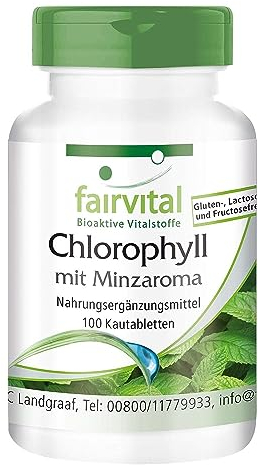 Fairvital | Chlorophyll Tabletten mit Minzaroma - 100 Kautabletten - VEGAN