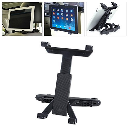 REALMAX® Support de voiture pour tablette iPad de 7 à 10 pouces - Rotation à 360 degrés - Angle de vue réglable - Portable - Kit de voyage pour siège arrière de voiture - Support pour Apple iPad Mini 1/2/3/4/Air, Galaxy Tablet, Kindle Fire - Noir