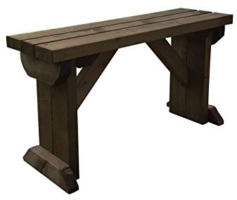 Arbor Garden Solutions 6 Seat Wooden fence bench, Hollies rounded garden seat furniture (8ft, Rustic Brown)