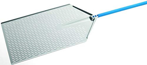GiMetal Pelle à pizza au mètre en aluminium anodisé perforé 40 x 60 cm avec manche 1,20 m, diamètre 40 x 61 cm