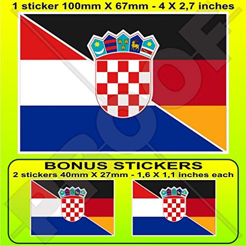 Vinyl-Aufkleber mit Kroatien-Deutschland-Flagge, 100 mm, 1 + 2 Bonus