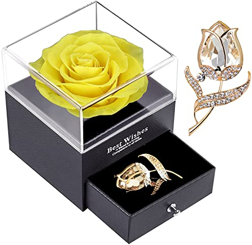 Sweetime est Un véritable Coffret Cadeau de Roses préservées pour Petite Amie et Femme, Roses Qui ne se fanent jamais, Fleurs Immortelles Haut de Gamme, Saint Valentin fête des mères