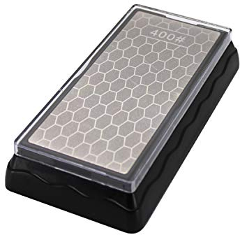 HFS(R) Diamond Sharpening Stone Double-Sided Sharpener 400/1000 Grit with Plastic Base for Kitchen Outdoor Tool 155mm X 67mm