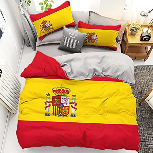 LUYAPOND Bettwäsche 135x200 Spanische Flagge Bettwäsche Set für Kinder, Mikrofaser Bettbezüge, 1 Bettbezug mit Reißverschluss + 1 Kissenbezug 80x80 cm