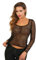 Miss Noir Blusa de Malla de Pescado para Mujer, Camiseta de Manga Larga, Sexy, Ropa de Club., Negro, L-XL