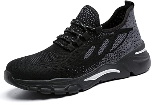 HYCOPROT Sicherheitsschuhe Herren Damen Stahlkappe Sneaker Leicht Atmungsaktiv Arbeitsschuhe Stahlkappenschuhe Rutsch und Stichfest Sportlich Schutzschuhe (Schwarz-1, Numeric_39)