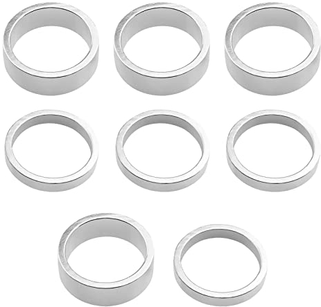 EMSea 8 Stück Kopf Spindel Abstandhalter Ersatz Steuerrohr-Abstandhalter Headset Washer Fahrradzubehör Kompatibel mit 25,4 Mm Vorbau Gabel MTB/BMX Silber (4pcs 5mm & 4pcs 10mm)