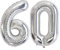 Vthoviwa 40 Zoll/18 Farbens Luftballon Zahlen 60 Silbrig, Luftballon 60. Geburtstag Foil Ballon, 0123456789,10-19,20-25,30,40,50,60,70,80,90, Folienballon 60 Party Dekoration Helium Unterstützen