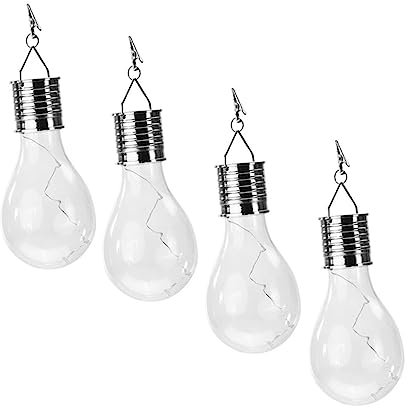 Veemoon 4Pezzi Sospensione LED Filo Rame Solare Trasparente Bianco per Campeggio