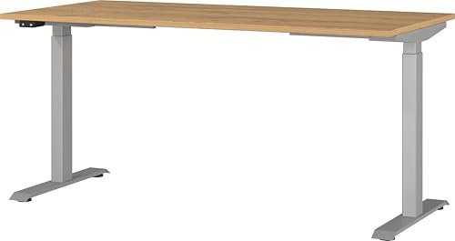 Germania Schreibtisch 7908-638, in Grandson-Eiche-Nb./Silber, EL. höhenverstellb., 160 x 120 x 80 cm (BxHxT)