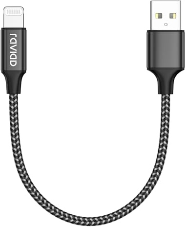 RAVIAD iPhone Ladekabel Kurz, 50CM Lightning Kabel MFi Zertifiziert Nylon iPhone Kabel Kompatibel für iPhone 14 13 12 11 Pro Max Mini XS XR X SE 2020 8 8 Plus 7 7 Plus 6s 6 5s 5- Schwarz