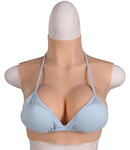 MOTLEYBEAN Silikonbrüste Fake Boobs B-G Cup Silikonbrustplatte Falsche Brustbrustplatte für Crossdresser Transgender Cosplay (Elfenbein, D-Körbchen-Silikon füllung)