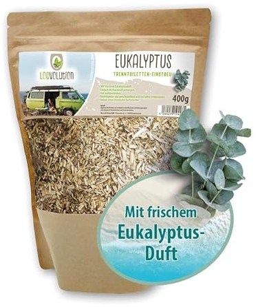 Loovolution Toiletteneinstreu 400g mit Eukalyptus | Hanfeinstreu für Trenntoiletten, Trockentoiletten, Campingtoiletten | Kompostierbar | staubfrei