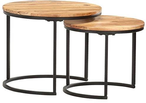 Juroupi Satztische 2 STK. Couchtisch Beistelltisch Satztische FüRs Wohnzimmer Satztisch Couchtisch Massivholz Akazie