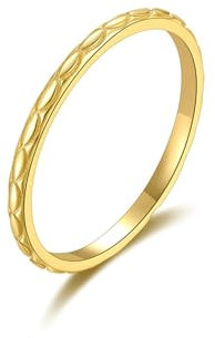 Beydodo Verlobungsring Damen Gold 375, Ehering Einzeln Schmal mit Muster Bandring Hochzeit Ringe Trauringe Nickelfrei Gr.50 (15.9)