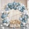 133Pezzi Kit Arco Palloncini Blu Argento, Arco Ghirlanda Palloncini Blu Retrò con Palloncini Bluy Palloncino Metallizzato Argento per Decorazioni Compleanno Baby Shower Matrimonio Feste Carnevale
