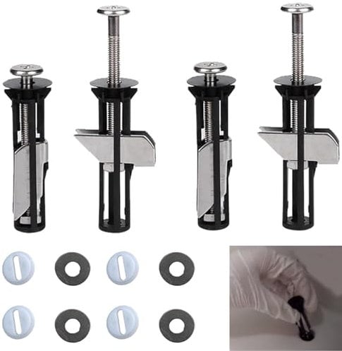 4Pcs Toilet Seat Fittings, Toilet Seat Bolts, Toilet Seat Fixing Kit, Toilet Seat Fixings for Top Lid Hinges, Toilet Seat Screws, Universal Toilet Seat Fastener Bolt Kit for Toilet Blind Holes