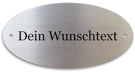 WIENS3D Klingelschild Edelstahl mit Gravur | Namensschild - Türschild - Gartenschild personalisiert für Briefkasten | Büroschild - Grabschild - Bankschild - Stallbox - Hundehütte | (Oval)