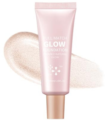 Full Match Glow Foundation, wasserfeste Foundation mit leichtem Schimmer, flüssiger Highlighter, natürlich leuchtender Primer für Gesicht & Körper, Glitzer-Flüssigfoundation, langanhaltend (#1, 40ml)