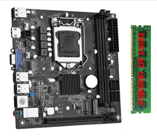 Tixqeaif ITX H61 Desktop Motherboard with 1x4G DDR3 1600MHz RAM CPU LGA 1155 Supports Up to 16GB RAM Slot 100M Network Card