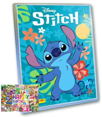 Bundle mit Panini Stitch Karten - (2025) Stitch Trading Cards Sammelkarten - 1 Sammelmappe + Exklusive Geburtstagskarte