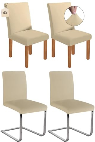 Dmyifan Stretch Stuhlhussen Schwingstühle, Abnehmbarer Waschbarer Stuhlbezüge, Chair Cover für Esszimmer, Hotel, Bankett, Partys Deko, Hochzeit (4, Beige)