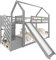 Cayipng Litera Infantil 90x200 cm con Tobogán y Escalera de Almacenaje, Cama-Casita Infantil con Barandilla de Seguridad, Ideal para Niños y Adolescentes, Sin Colchón, （Gris/sin Colchón