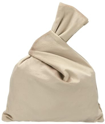 sourcing map Velvet Wrist Knot Tote Bag, Women's Wristlet Knot Pouch Clutch Wristlet Sleeve Handbag Small Wrist Knotted Evening Purse Bag, White