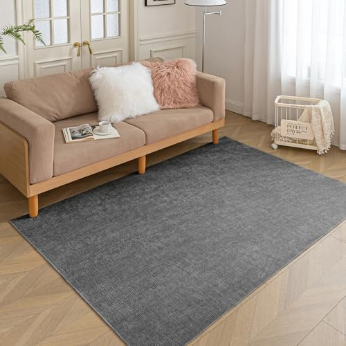 HARESLE Grau Waschbar Bettvorleger 80X120cm Weich Schlafzimmerteppiche | 5mm Dicke, Dünner Teppich, für Wohnzimmer, Schlafzimmer, Kinderzimmer, Büro, Eingangsbereich, Läufer, Küche