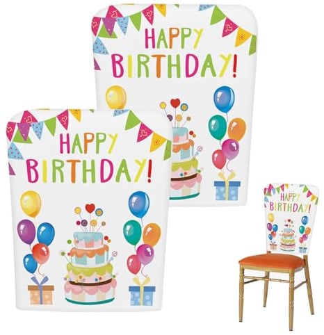 2 Stück Geburtstags Stuhlbezug für Klassenzimmerstuhl, 60*50cm Stuhlbezüge, “Happy Birthday“ Wiederverwendbare und Waschbare Partydekoration für Schülergeburtstage, Lehrer- und Schulfeiern (2, A)